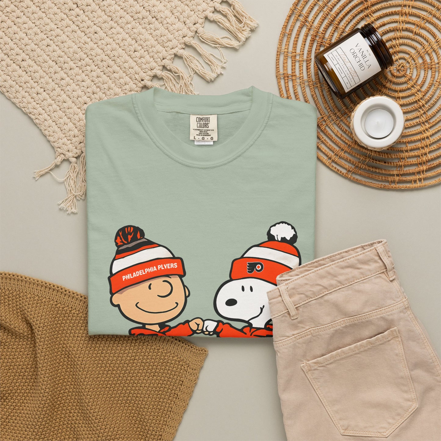 Comfort Colors® Snoopy & Charlie Brown Philadelphia Flyers T-Shirt, Flyers Fan Shirt, Philadelphia Hockey Fan Hoodie, Retro NHL Philly Shirt
