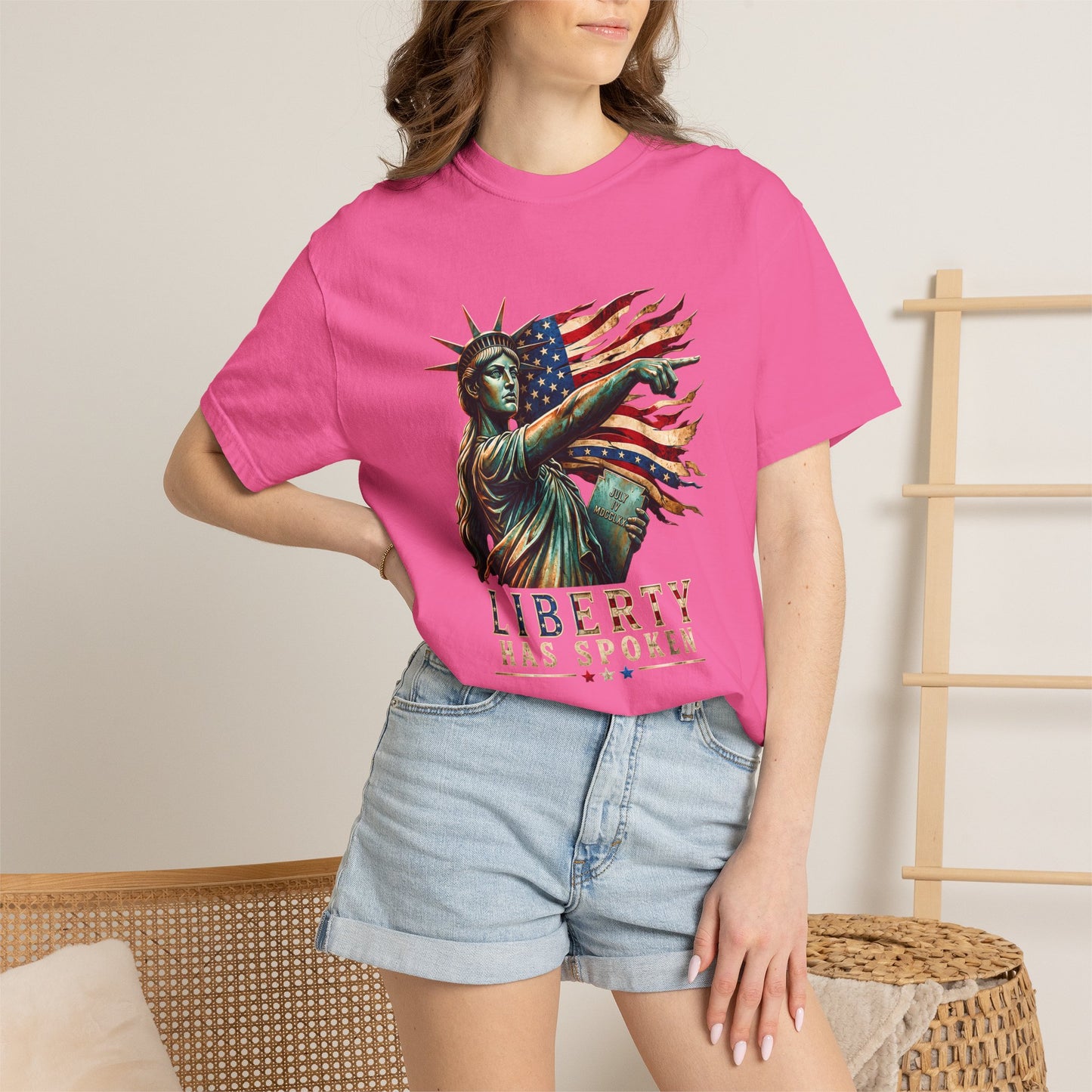 Comfort Colors® Sophie Cunningham Point Signature Basketball Shirt, Lady Liberty T-Shirt