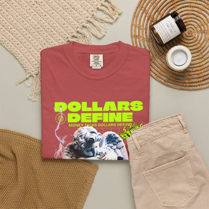 Comfort Colors® Dollars Define Money Angel Shirt, Hustle Culture T-Shirt, Streetwear Design, Motivationsgeschenk, Urbane Modekunst