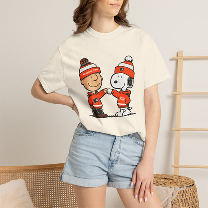 Comfort Colors® Snoopy & Charlie Brown Philadelphia Flyers T-Shirt, Flyers Fan Shirt, Philadelphia Hockey Fan Hoodie, Retro NHL Philly Shirt