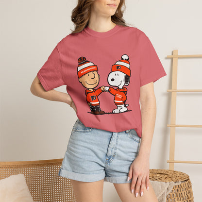 Comfort Colors® Snoopy & Charlie Brown Philadelphia Flyers T-Shirt, Flyers Fan Shirt, Philadelphia Hockey Fan Hoodie, Retro NHL Philly Shirt