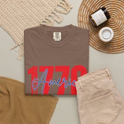 Comfort Colors® 1776 America It's All About Freedom Shirt, American Independence Shirt, 1776-2026, July 4th Tee, Betsy Ross Vintage Flag