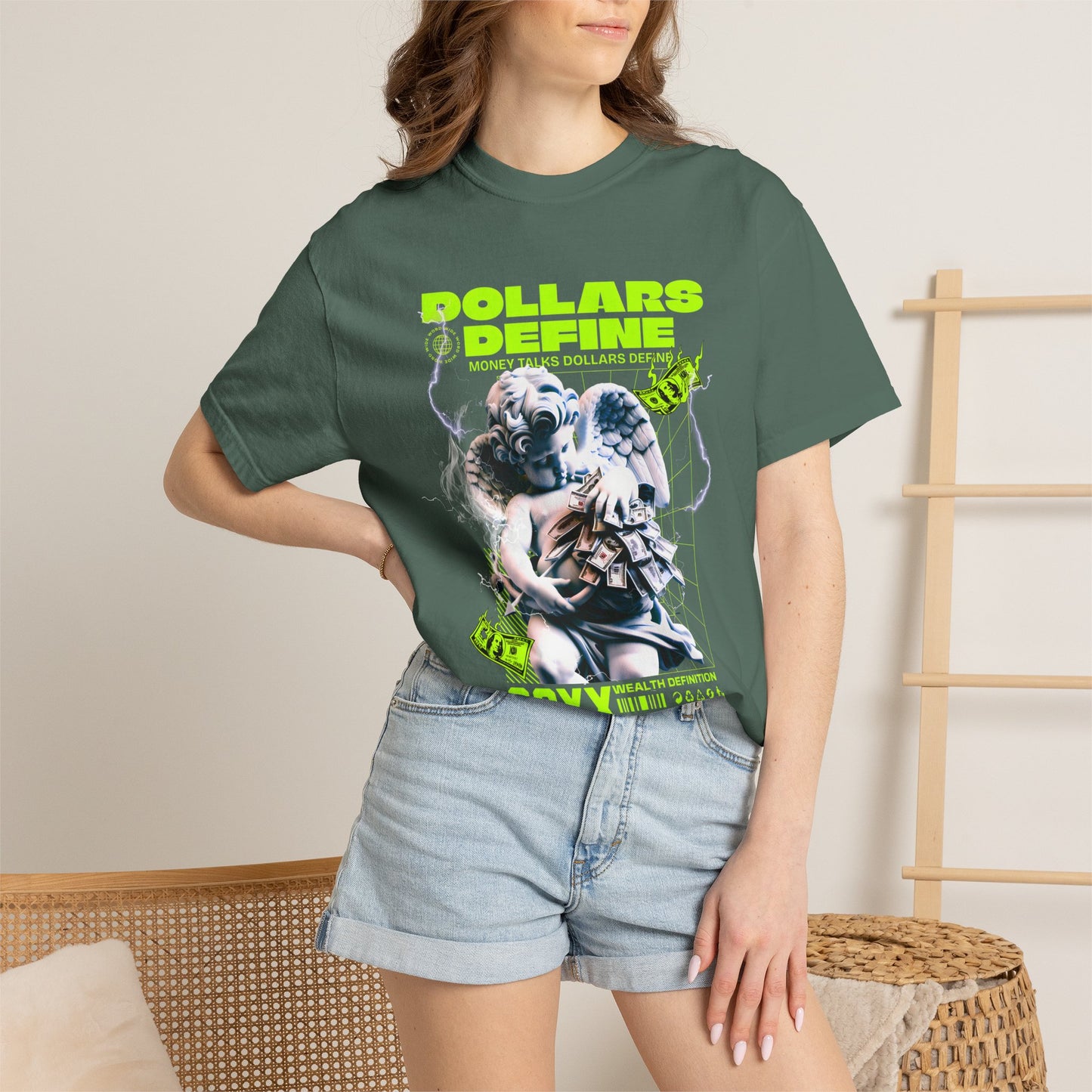 Comfort Colors® Dollars Define Money Angel Shirt, Hustle Culture T-Shirt, Streetwear Design, Motivationsgeschenk, Urbane Modekunst