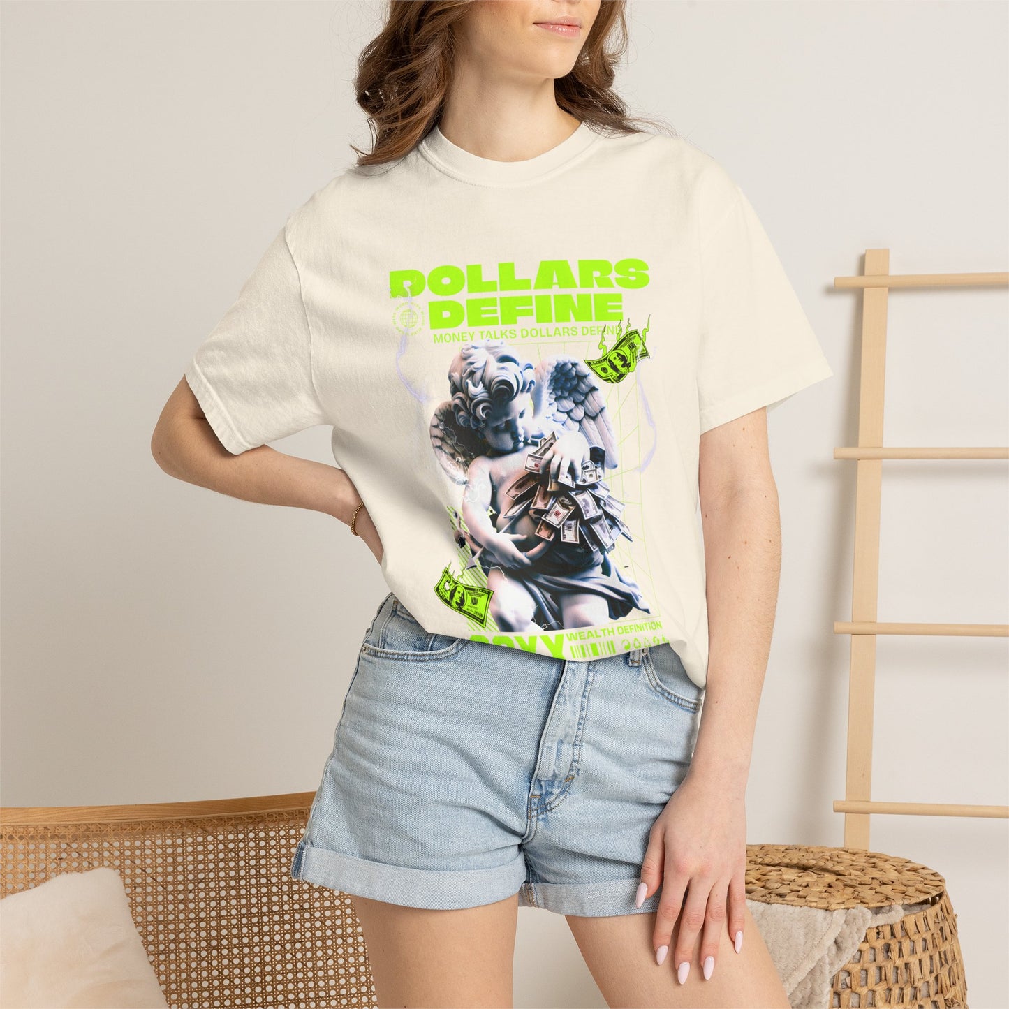 Comfort Colors® Dollars Define Money Angel Shirt, Hustle Culture T-Shirt, Streetwear Design, Motivationsgeschenk, Urbane Modekunst