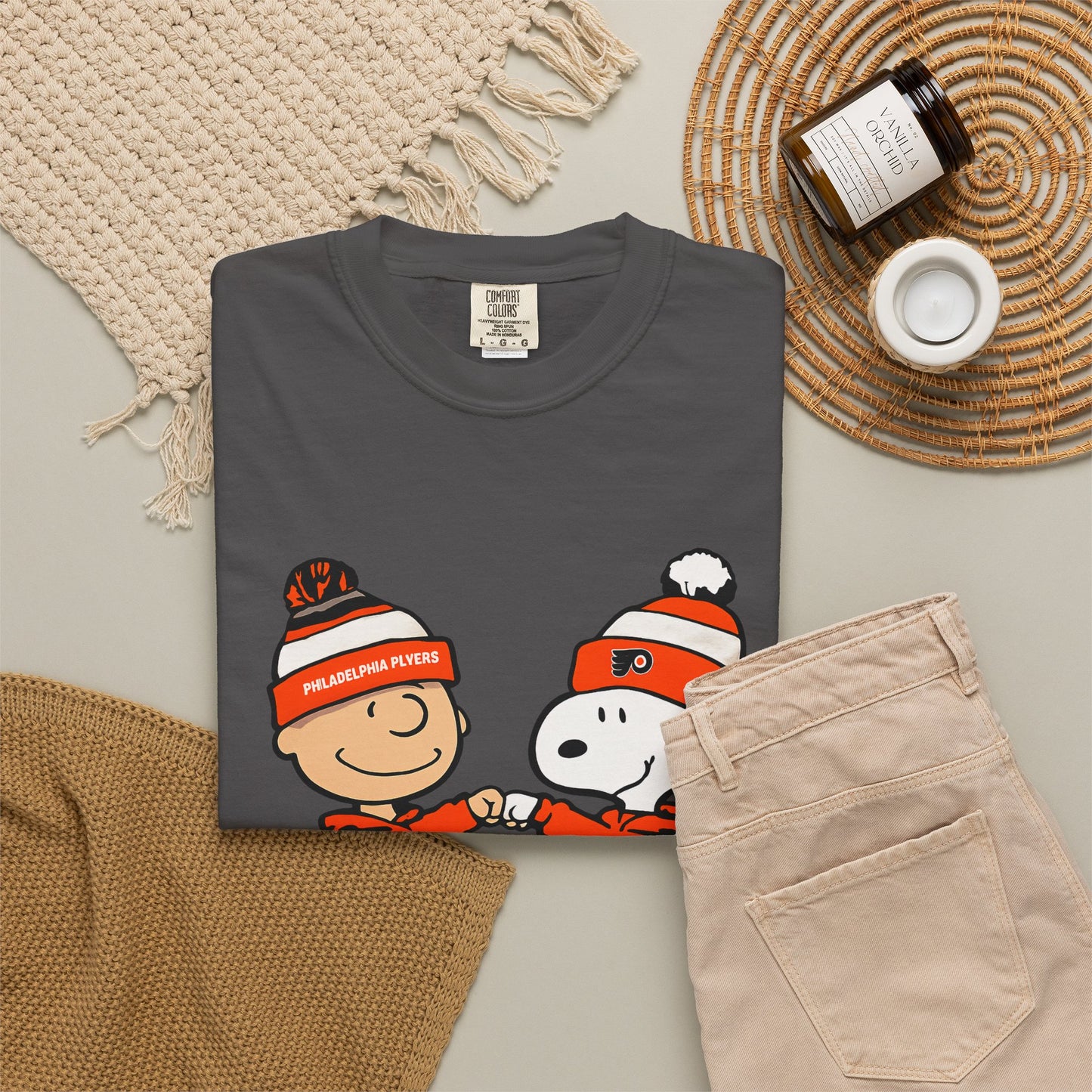 Comfort Colors® Snoopy & Charlie Brown Philadelphia Flyers T-Shirt, Flyers Fan Shirt, Philadelphia Hockey Fan Hoodie, Retro NHL Philly Shirt