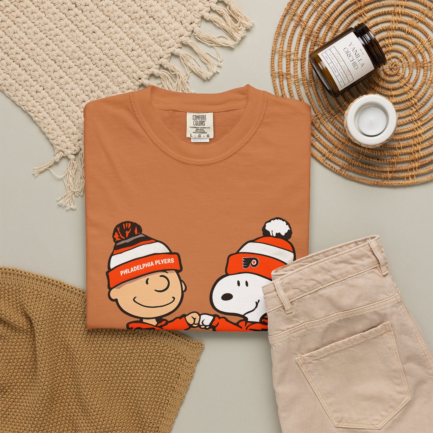 Comfort Colors® Snoopy & Charlie Brown Philadelphia Flyers T-Shirt, Flyers Fan Shirt, Philadelphia Hockey Fan Hoodie, Retro NHL Philly Shirt