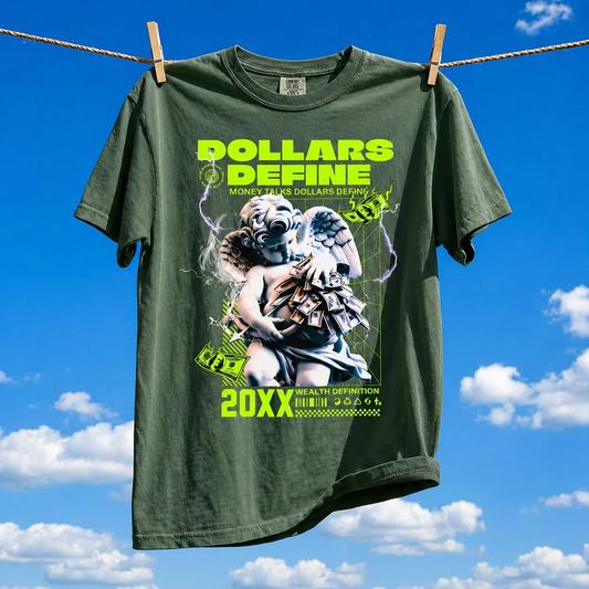 Comfort Colors® Dollars Define Money Angel Shirt, Hustle Culture Tee, Streetwear Design, Motivational Gift, Urban Fashion Art