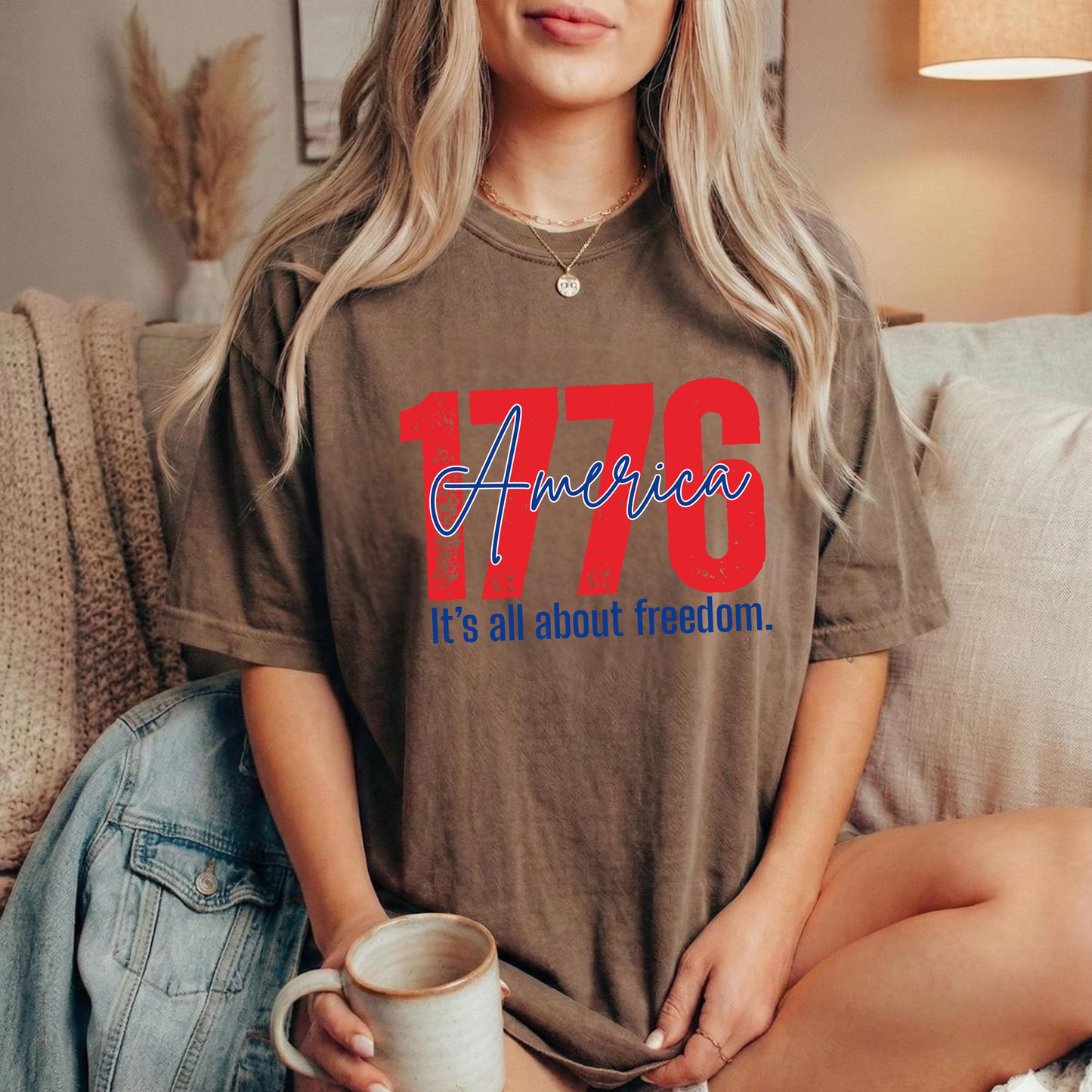 Comfort Colors® 1776 America It's All About Freedom Shirt, American Independence Shirt, 1776-2026, July 4th Tee, Betsy Ross Vintage Flag
