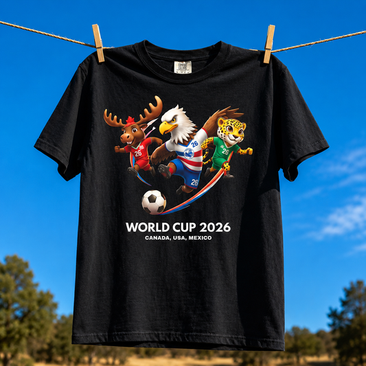 Comfort Colors® World Cup 2026 Mascots Soccer Shirt, Soccer World Tournament T-shirt, Usa Canada Mexico Football T-Shirt, Sport Fan Gift
