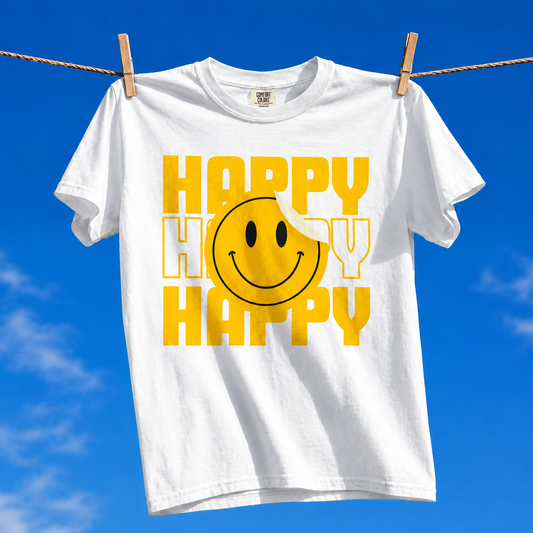 Comfort Colors® Retro Happy Smiley Face Shirt, 70s Vintage Smile Tee, Positive Vibes T-Shirt, Y2K Nostalgia Gift, Good Vibes Only