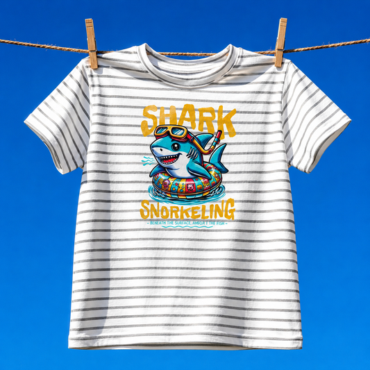 Shark Snorkeling Toddler Shirt, Funny Kids Beach Tee, Shark Graphic Tshirt, Summer Vacation Shirt for Boys Girls, Pool Party Gift for Kids