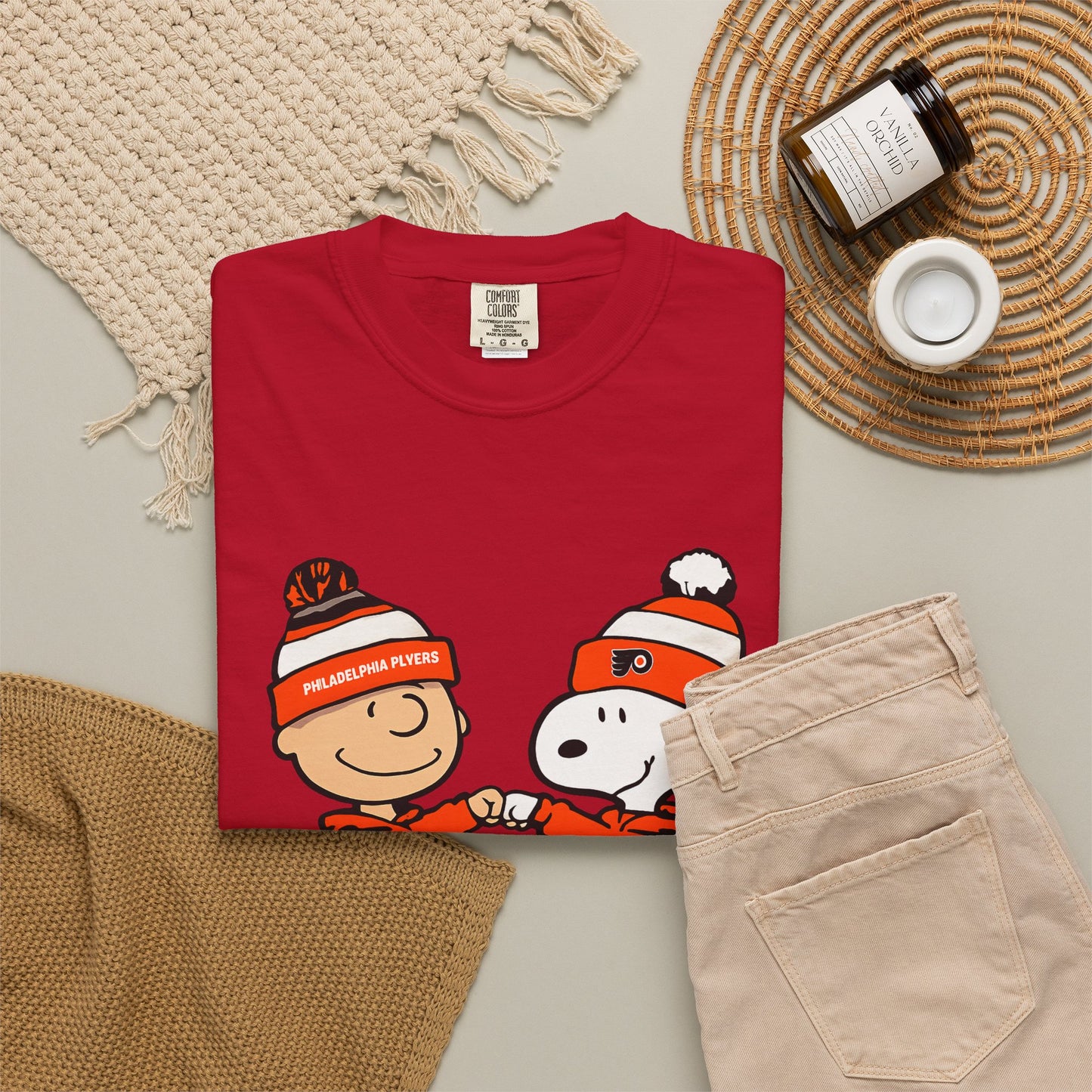 Comfort Colors® Snoopy & Charlie Brown Philadelphia Flyers T-Shirt, Flyers Fan Shirt, Philadelphia Hockey Fan Hoodie, Retro NHL Philly Shirt