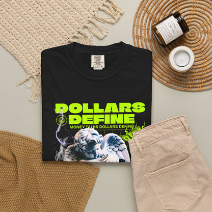 Comfort Colors® Dollars Define Money Angel Shirt, Hustle Culture T-Shirt, Streetwear Design, Motivationsgeschenk, Urbane Modekunst