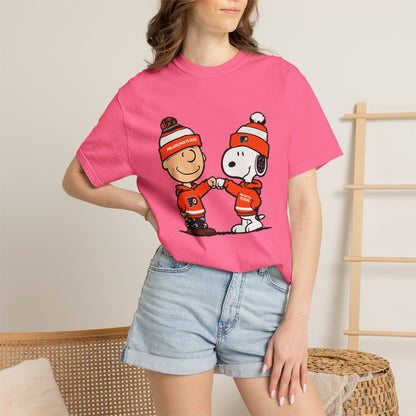 Comfort Colors® Snoopy & Charlie Brown Philadelphia Flyers T-Shirt, Flyers Fan Shirt, Philadelphia Hockey Fan Hoodie, Retro NHL Philly Shirt