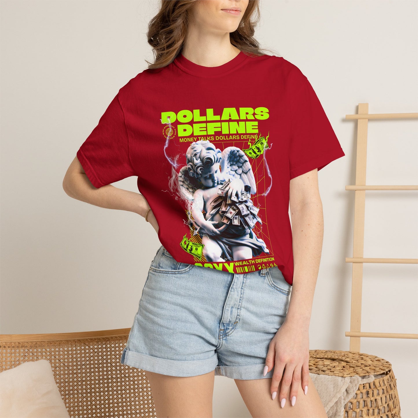 Comfort Colors® Dollars Define Money Angel Shirt, Hustle Culture T-Shirt, Streetwear Design, Motivationsgeschenk, Urbane Modekunst