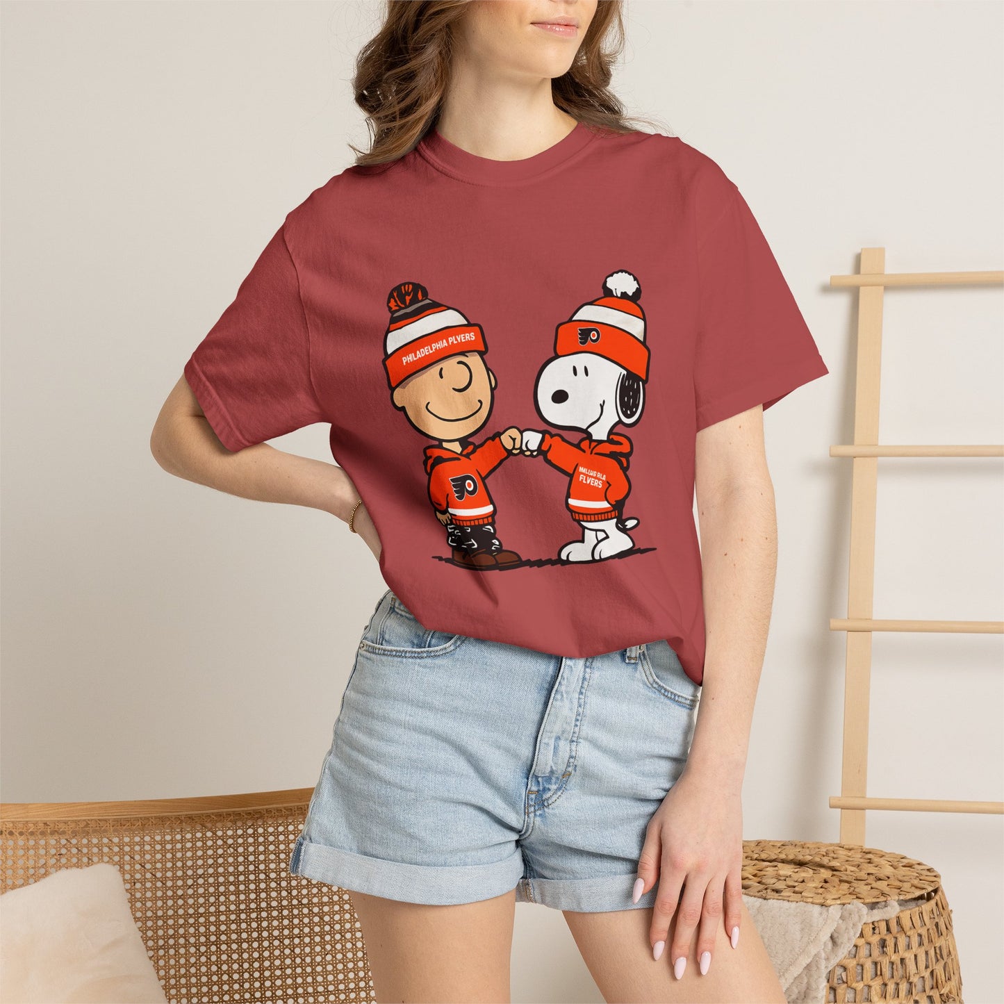 Comfort Colors® Snoopy & Charlie Brown Philadelphia Flyers T-Shirt, Flyers Fan Shirt, Philadelphia Hockey Fan Hoodie, Retro NHL Philly Shirt