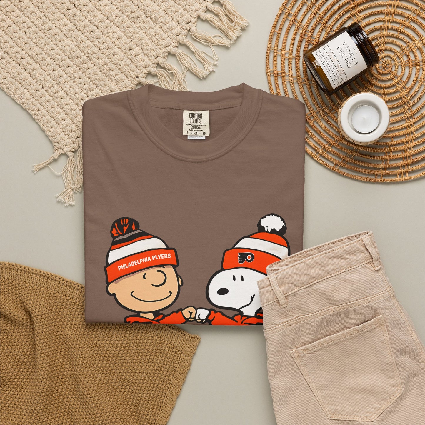 Comfort Colors® Snoopy & Charlie Brown Philadelphia Flyers T-Shirt, Flyers Fan Shirt, Philadelphia Hockey Fan Hoodie, Retro NHL Philly Shirt