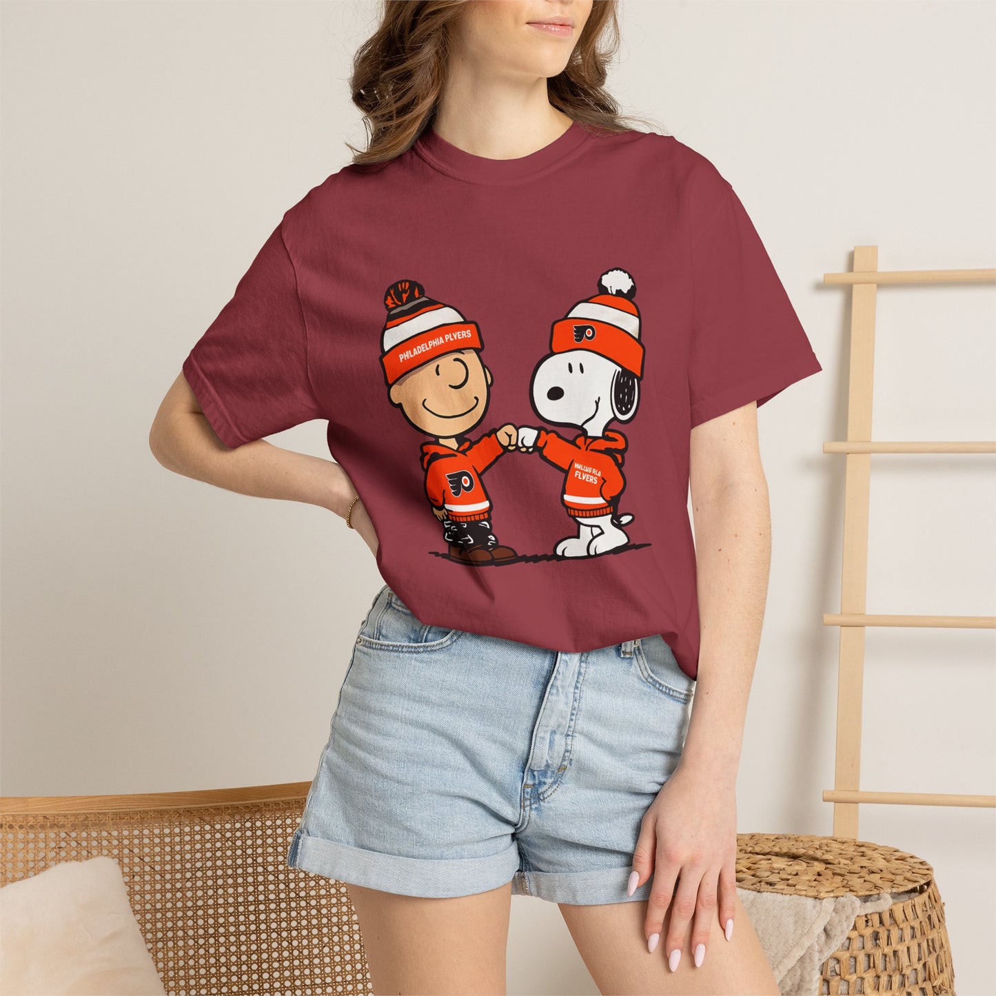 Comfort Colors® Snoopy & Charlie Brown Philadelphia Flyers T-Shirt, Flyers Fan Shirt, Philadelphia Hockey Fan Hoodie, Retro NHL Philly Shirt