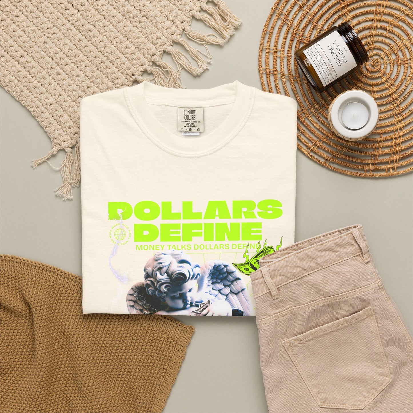 Comfort Colors® Dollars Define Money Angel Shirt, Hustle Culture T-Shirt, Streetwear Design, Motivationsgeschenk, Urbane Modekunst