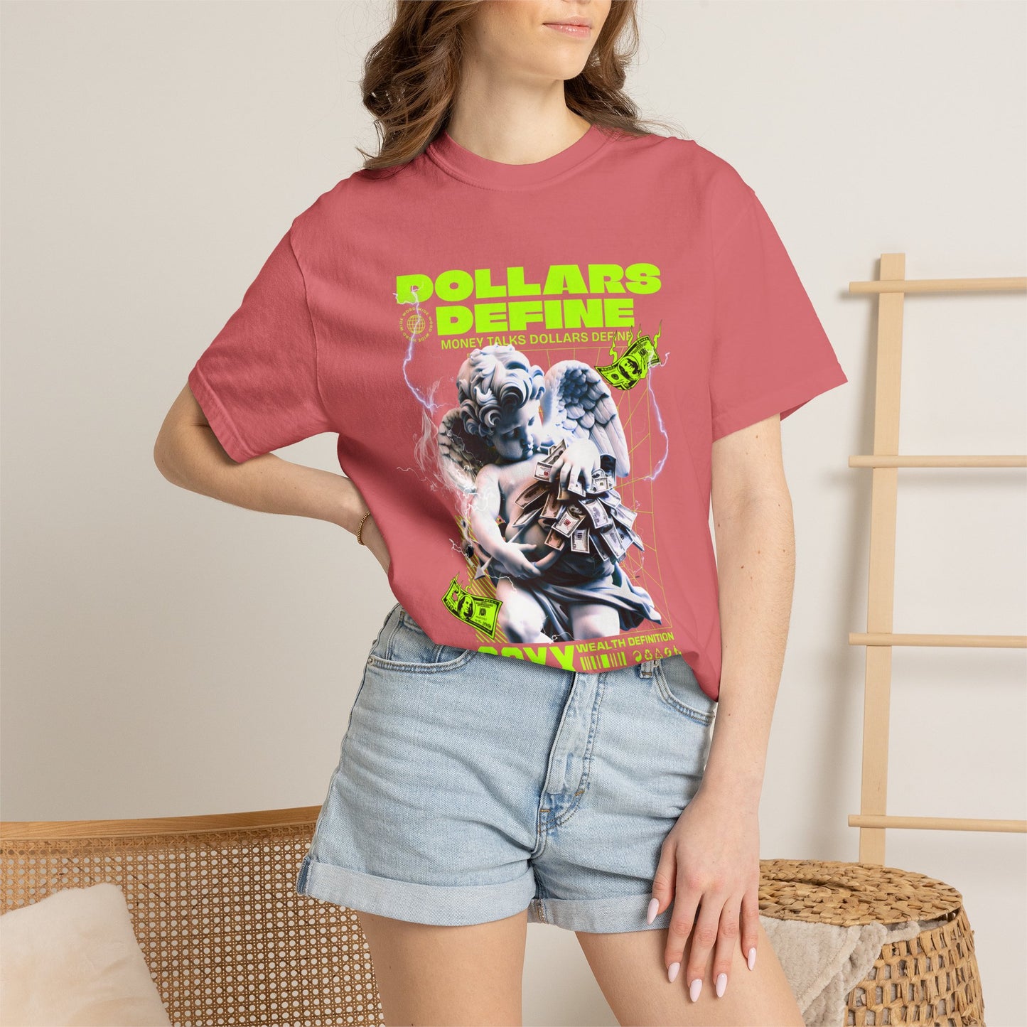 Comfort Colors® Dollars Define Money Angel Shirt, Hustle Culture T-Shirt, Streetwear Design, Motivationsgeschenk, Urbane Modekunst