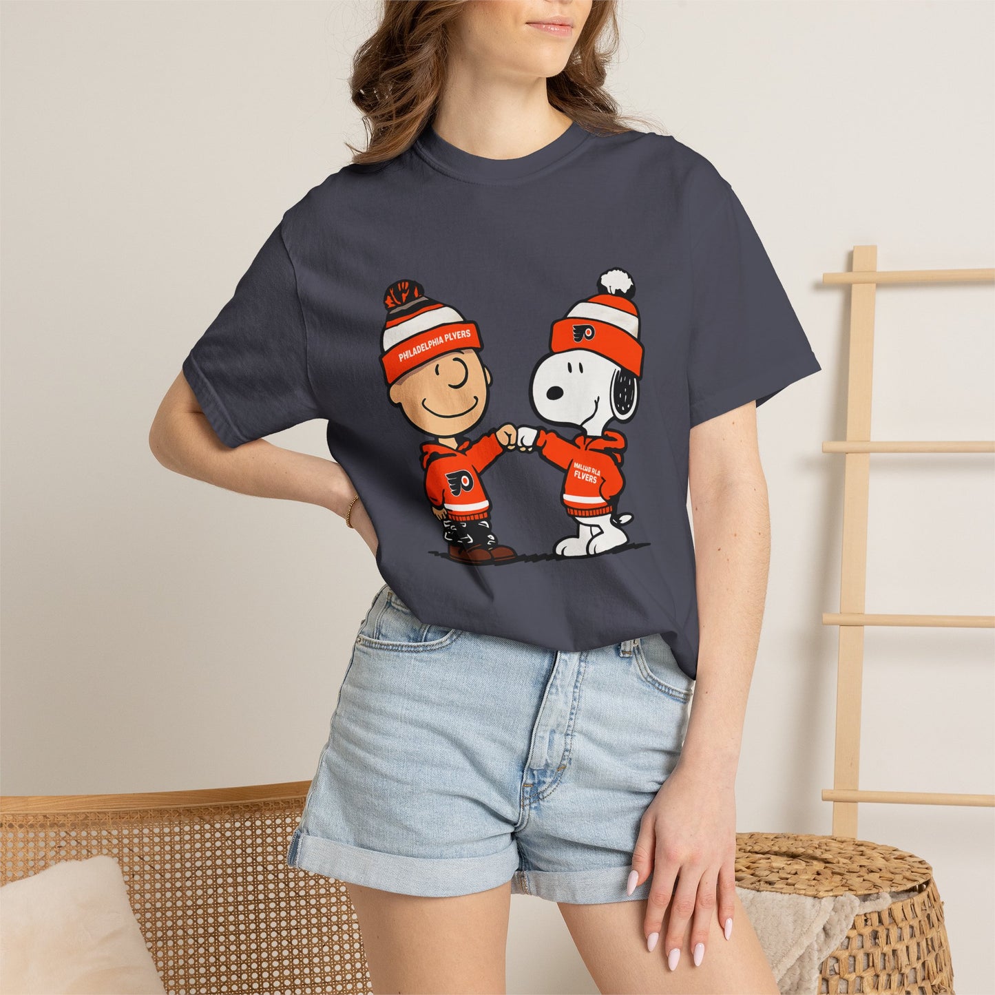 Comfort Colors® Snoopy & Charlie Brown Philadelphia Flyers T-Shirt, Flyers Fan Shirt, Philadelphia Hockey Fan Hoodie, Retro NHL Philly Shirt