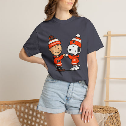 Comfort Colors® Snoopy & Charlie Brown Philadelphia Flyers T-Shirt, Flyers Fan Shirt, Philadelphia Hockey Fan Hoodie, Retro NHL Philly Shirt