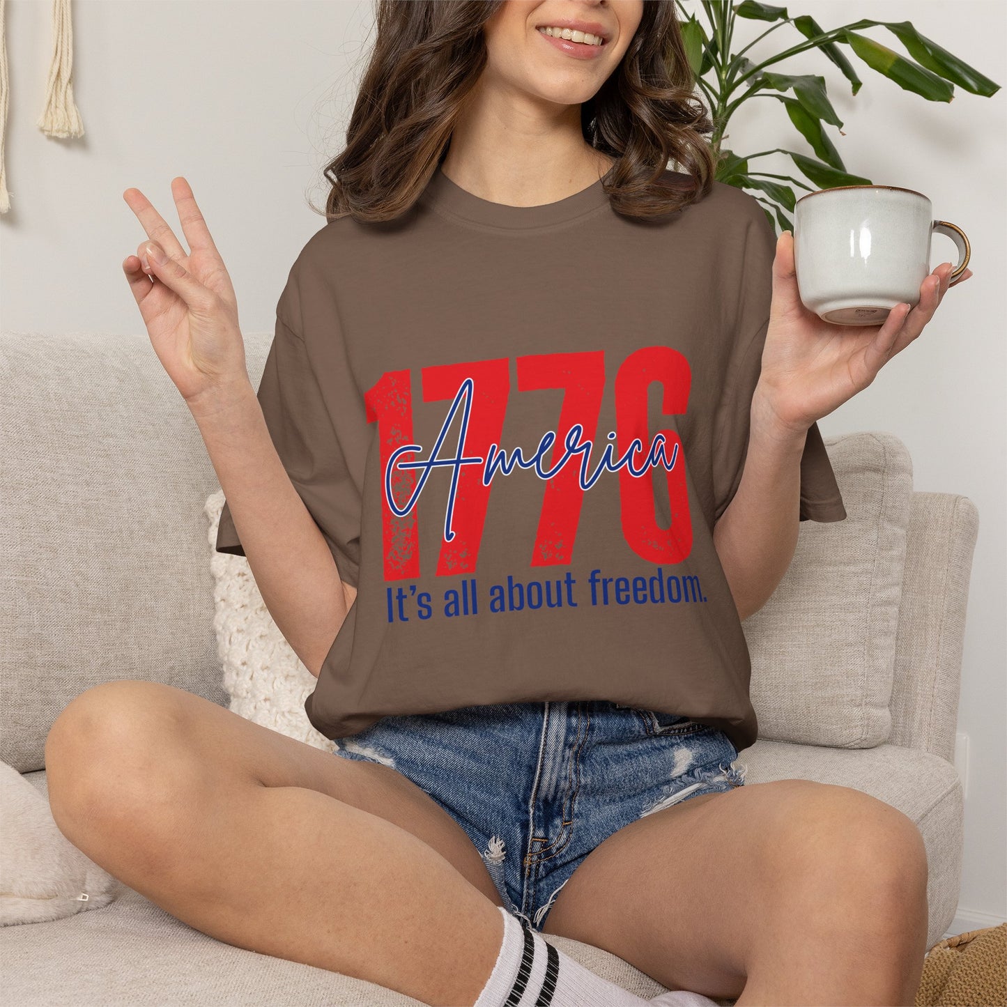 Comfort Colors® 1776 America It's All About Freedom Shirt, American Independence Shirt, 1776-2026, July 4th Tee, Betsy Ross Vintage Flag