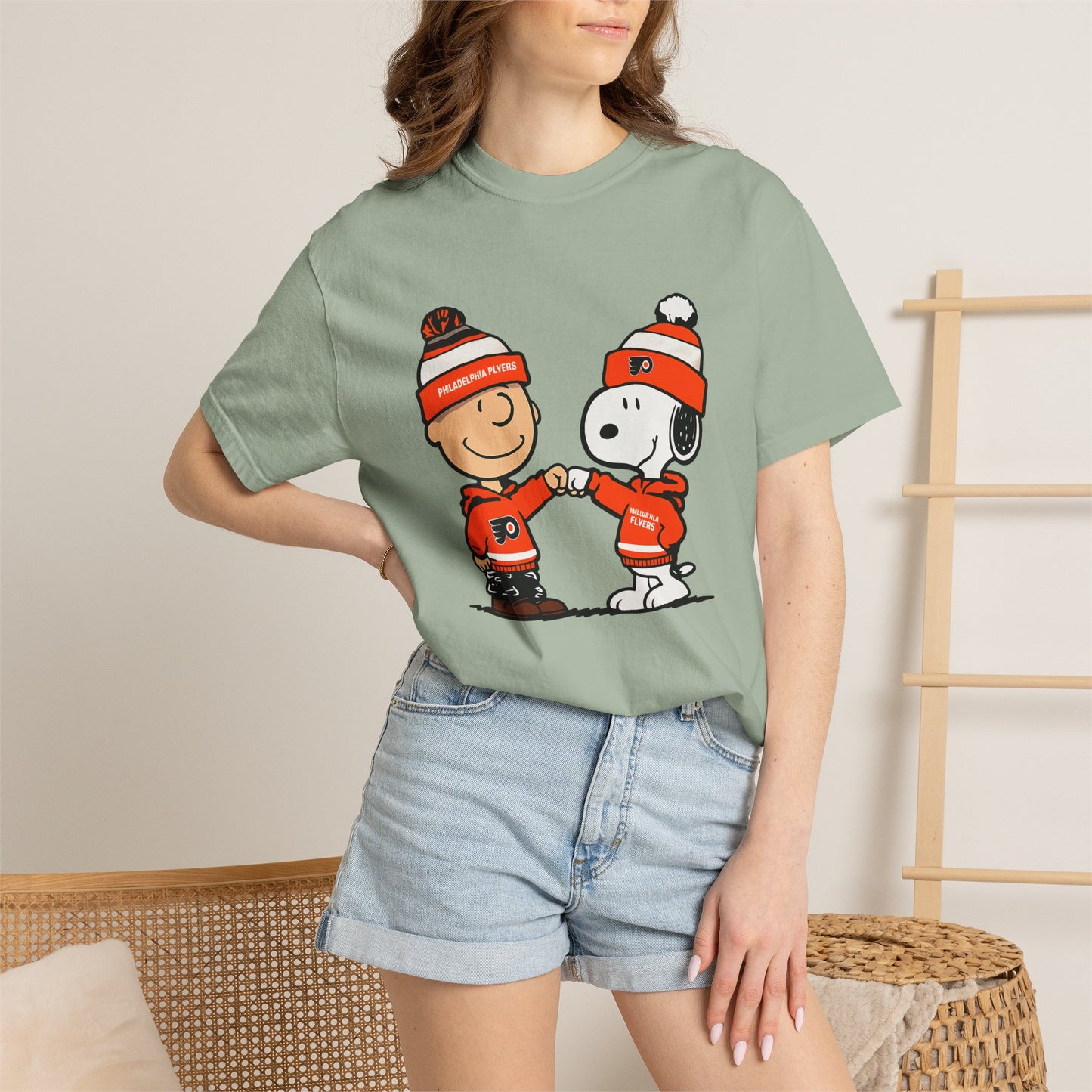 Comfort Colors® Snoopy & Charlie Brown Philadelphia Flyers T-Shirt, Flyers Fan Shirt, Philadelphia Hockey Fan Hoodie, Retro NHL Philly Shirt