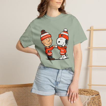 Comfort Colors® Snoopy & Charlie Brown Philadelphia Flyers T-Shirt, Flyers Fan Shirt, Philadelphia Hockey Fan Hoodie, Retro NHL Philly Shirt