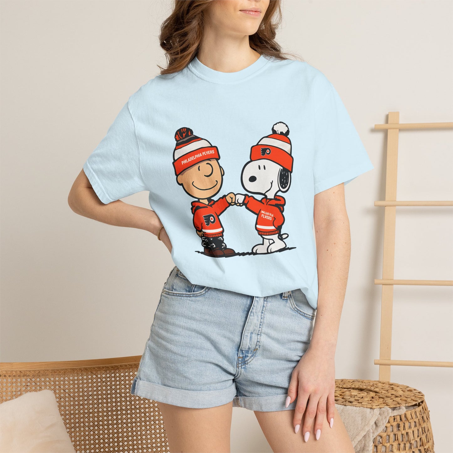 Comfort Colors® Snoopy & Charlie Brown Philadelphia Flyers T-Shirt, Flyers Fan Shirt, Philadelphia Hockey Fan Hoodie, Retro NHL Philly Shirt
