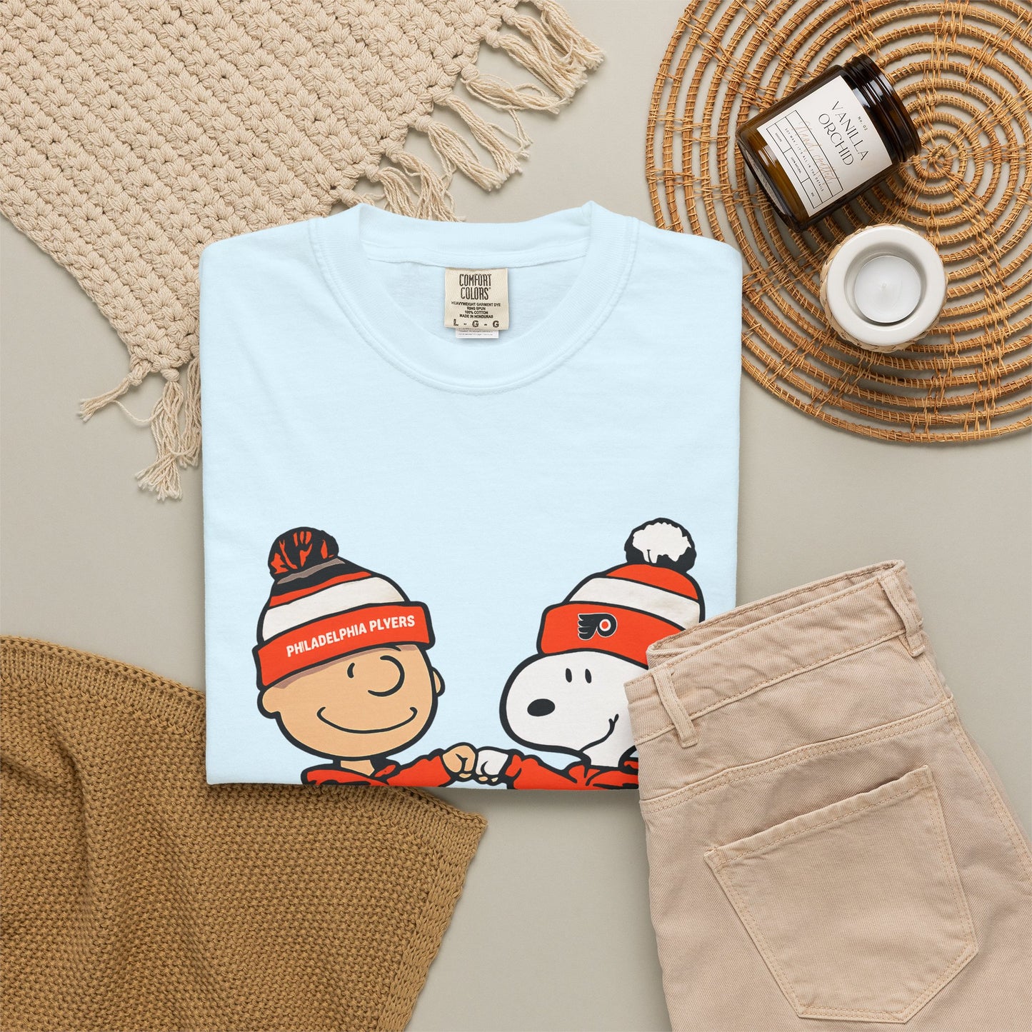 Comfort Colors® Snoopy & Charlie Brown Philadelphia Flyers T-Shirt, Flyers Fan Shirt, Philadelphia Hockey Fan Hoodie, Retro NHL Philly Shirt