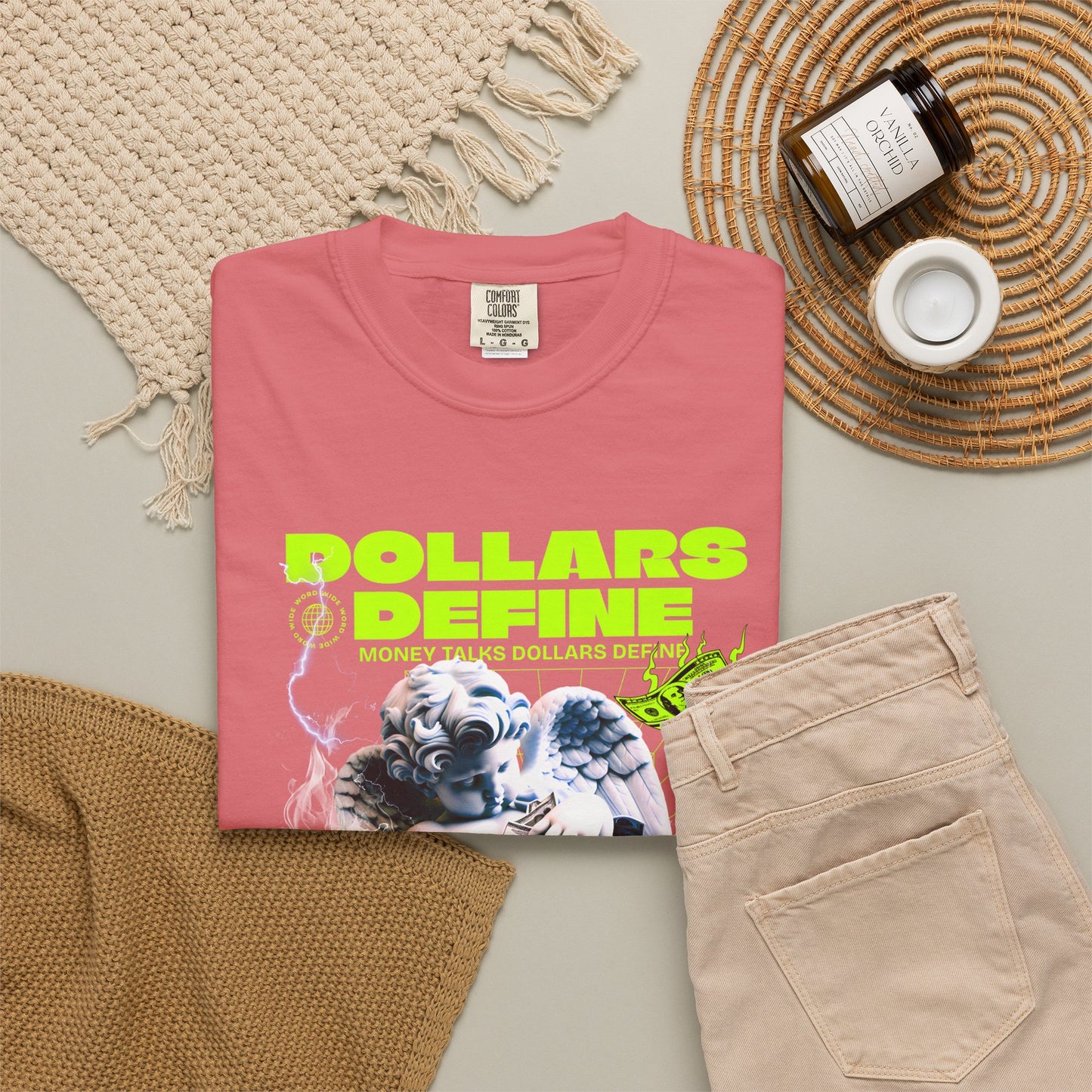 Comfort Colors® Dollars Define Money Angel Shirt, Hustle Culture T-Shirt, Streetwear Design, Motivationsgeschenk, Urbane Modekunst
