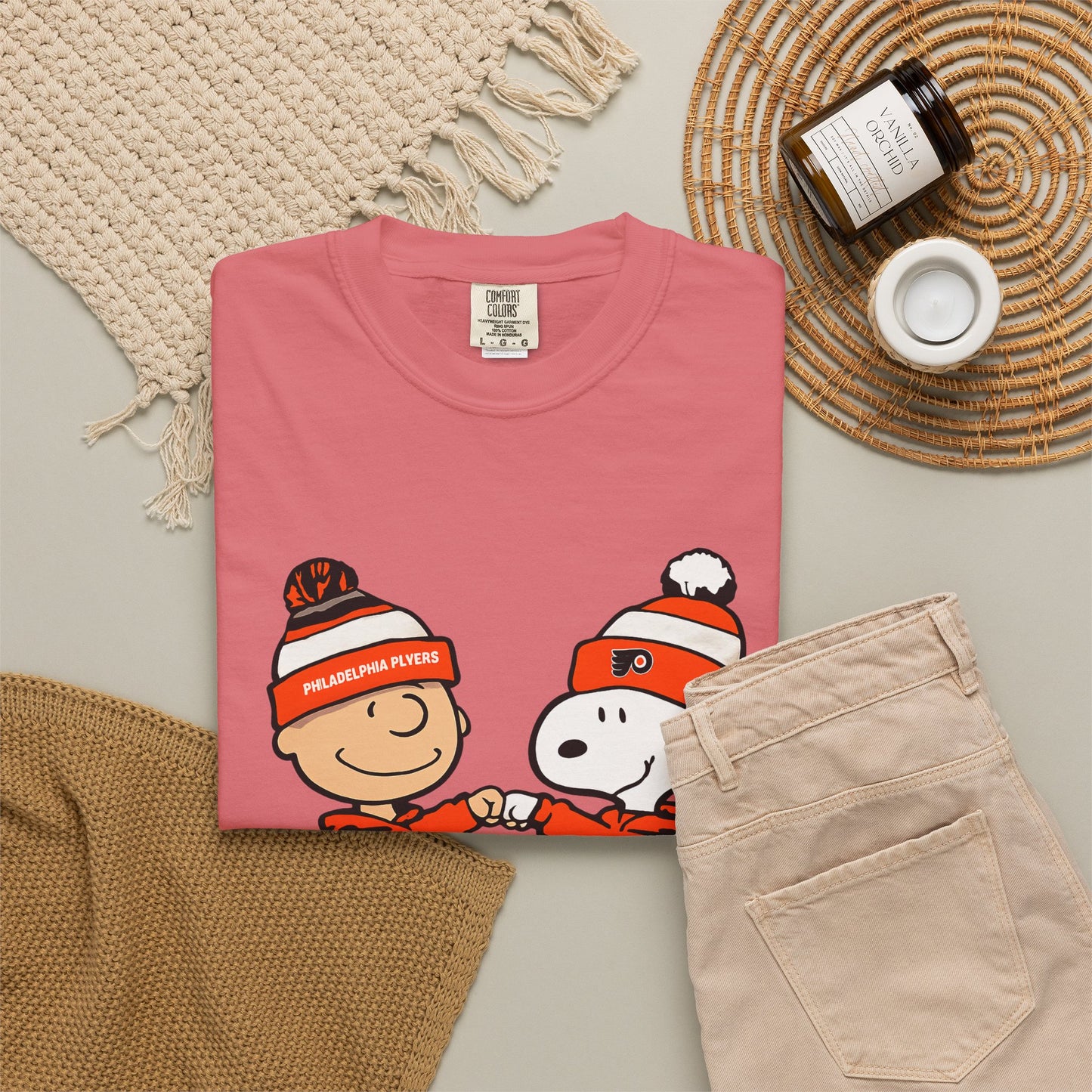 Comfort Colors® Snoopy & Charlie Brown Philadelphia Flyers T-Shirt, Flyers Fan Shirt, Philadelphia Hockey Fan Hoodie, Retro NHL Philly Shirt
