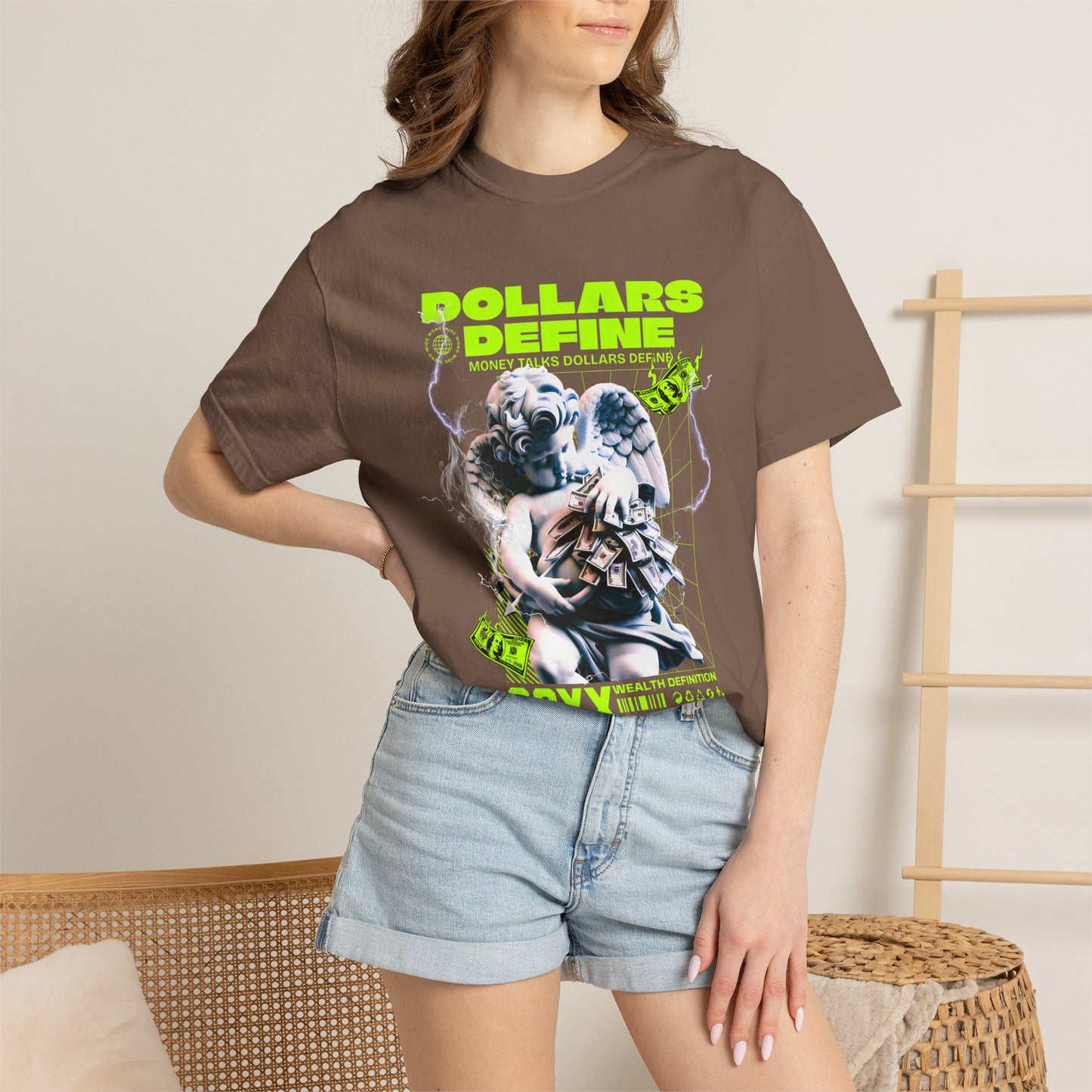 Comfort Colors® Dollars Define Money Angel Shirt, Hustle Culture T-Shirt, Streetwear Design, Motivationsgeschenk, Urbane Modekunst