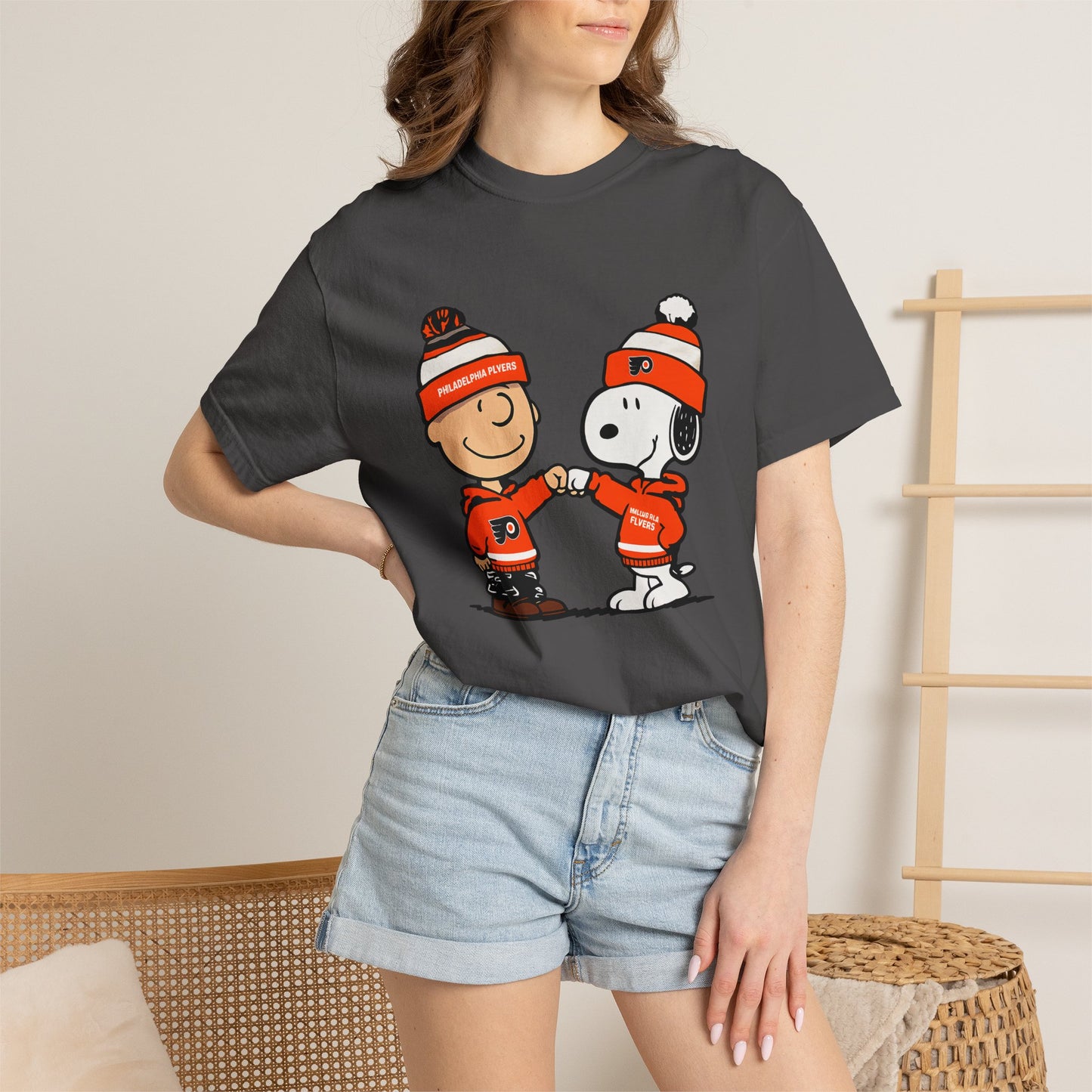 Comfort Colors® Snoopy & Charlie Brown Philadelphia Flyers T-Shirt, Flyers Fan Shirt, Philadelphia Hockey Fan Hoodie, Retro NHL Philly Shirt