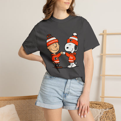 Comfort Colors® Snoopy & Charlie Brown Philadelphia Flyers T-Shirt, Flyers Fan Shirt, Philadelphia Hockey Fan Hoodie, Retro NHL Philly Shirt