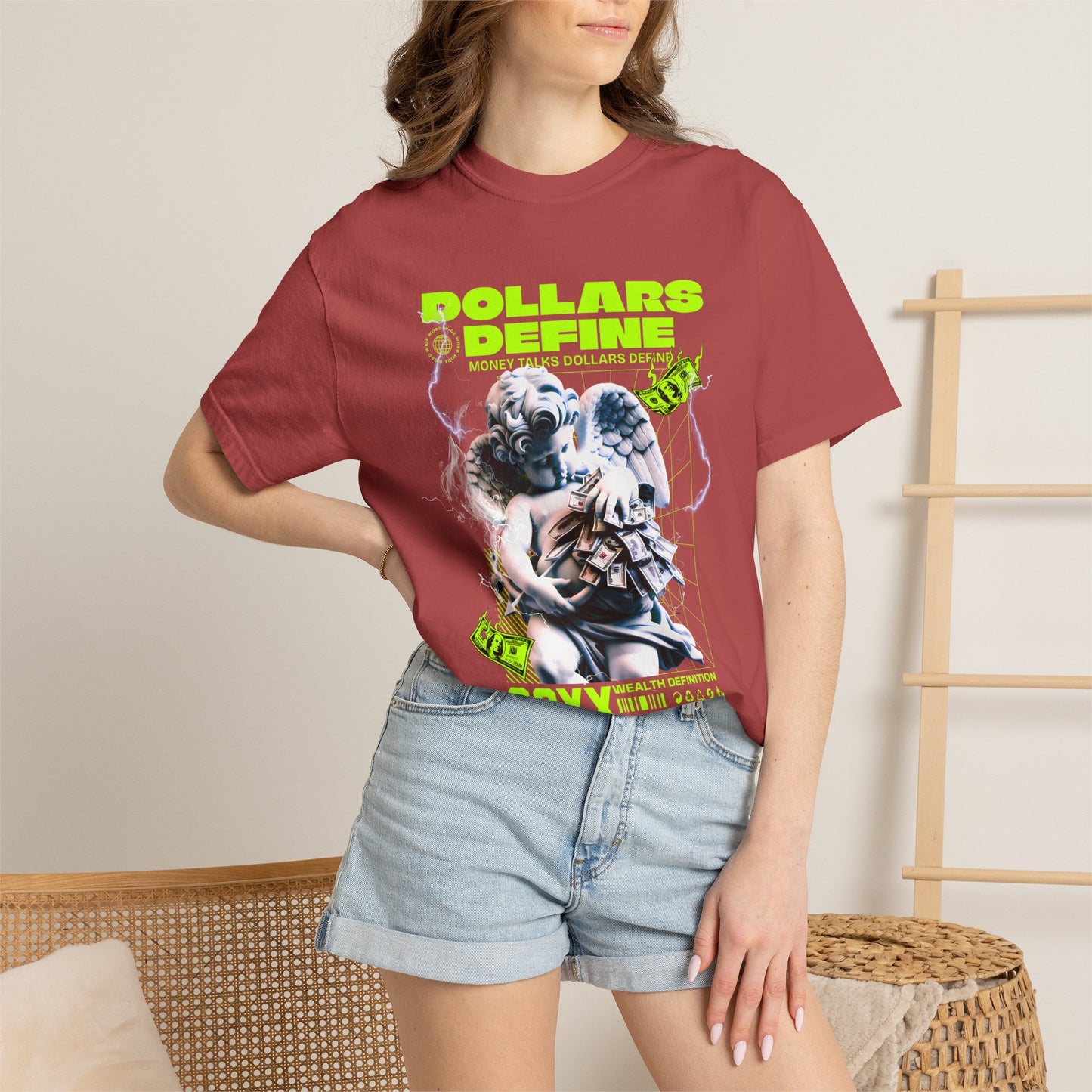 Comfort Colors® Dollars Define Money Angel Shirt, Hustle Culture T-Shirt, Streetwear Design, Motivationsgeschenk, Urbane Modekunst