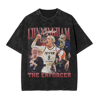 Washed T Shirt Sophie Cunningham T-Shirt High Street Basketball Point God Streetwear Short Sleeve Summer Tops Tees for Men Women