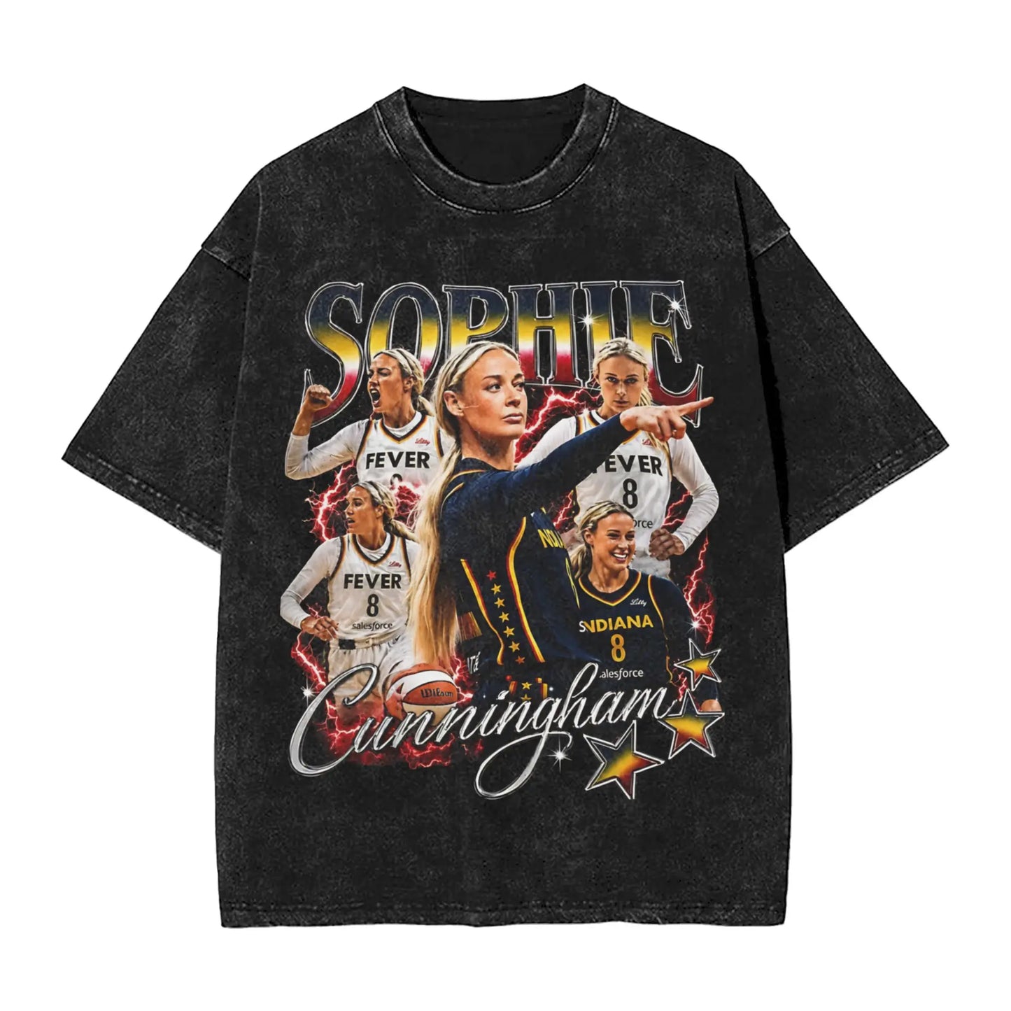 Washed T Shirt Sophie Cunningham T-Shirt High Street Basketball Point God Streetwear Short Sleeve Summer Tops Tees for Men Women