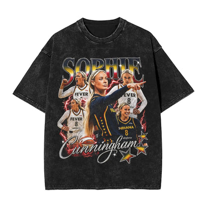 Washed T Shirt Sophie Cunningham T-Shirt High Street Basketball Point God Streetwear Short Sleeve Summer Tops Tees for Men Women
