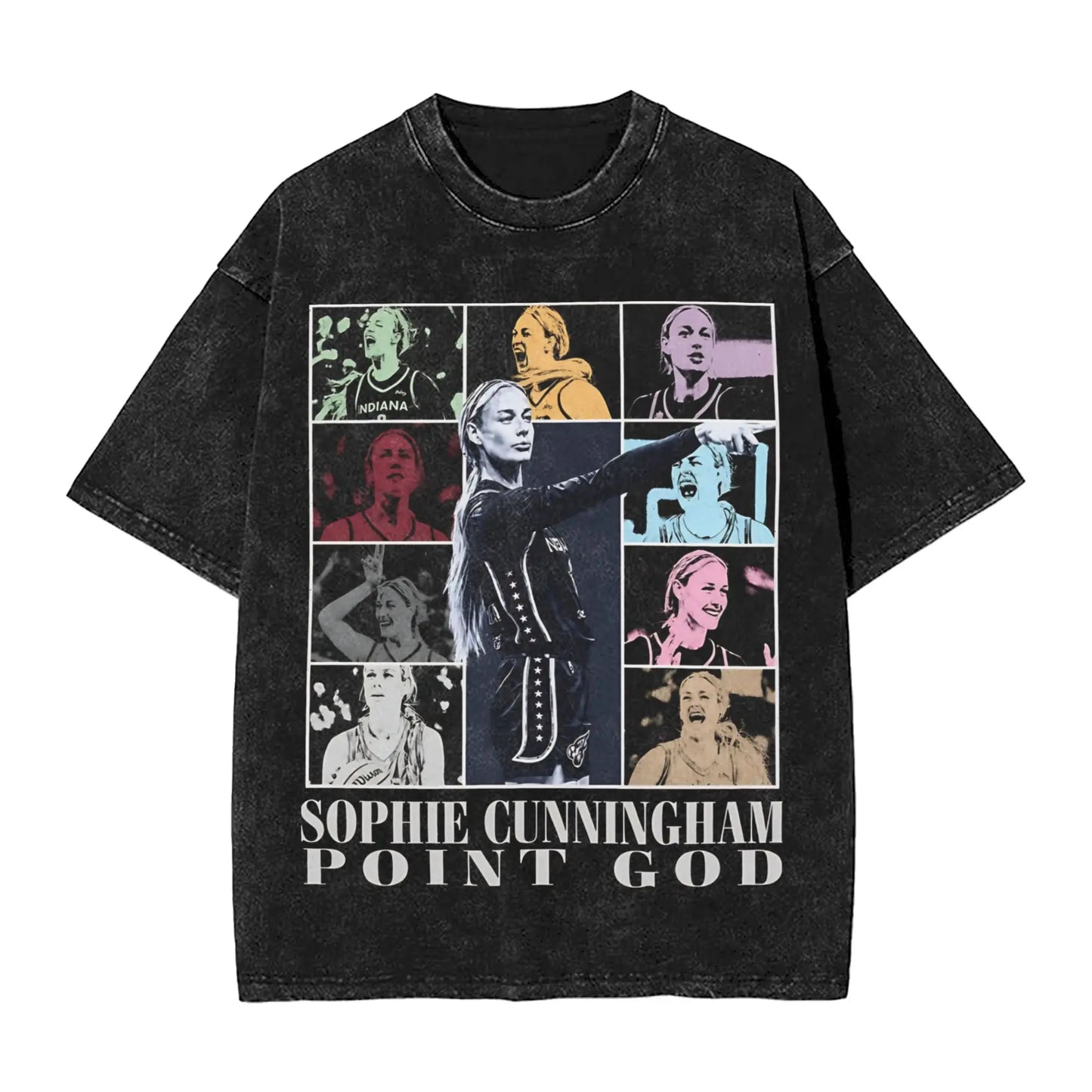 Washed T Shirt Sophie Cunningham T-Shirt High Street Basketball Point God Streetwear Short Sleeve Summer Tops Tees for Men Women