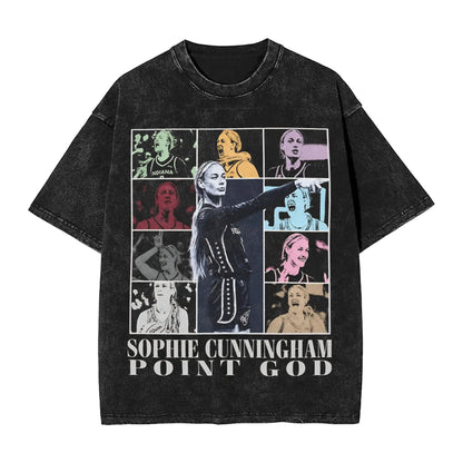Washed T Shirt Sophie Cunningham T-Shirt High Street Basketball Point God Streetwear Short Sleeve Summer Tops Tees for Men Women