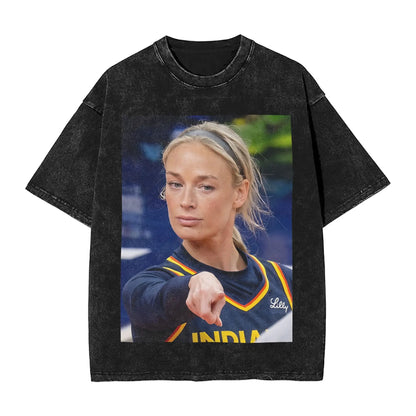 Washed T Shirt Sophie Cunningham T-Shirt High Street Basketball Point God Streetwear Short Sleeve Summer Tops Tees for Men Women