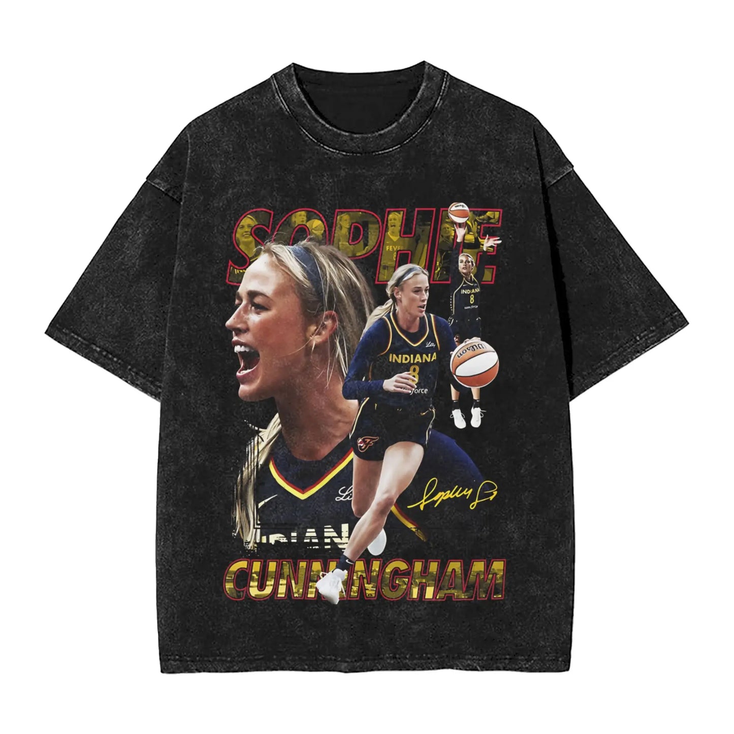 Washed T Shirt Sophie Cunningham T-Shirt High Street Basketball Point God Streetwear Short Sleeve Summer Tops Tees for Men Women