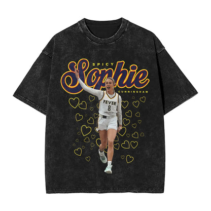 Washed T Shirt Sophie Cunningham T-Shirt High Street Basketball Point God Streetwear Short Sleeve Summer Tops Tees for Men Women