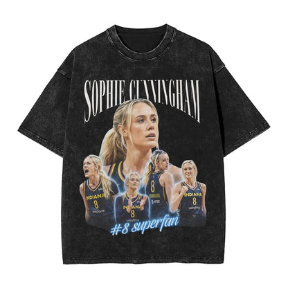 Washed T Shirt Sophie Cunningham T-Shirt High Street Basketball Point God Streetwear Short Sleeve Summer Tops Tees for Men Women