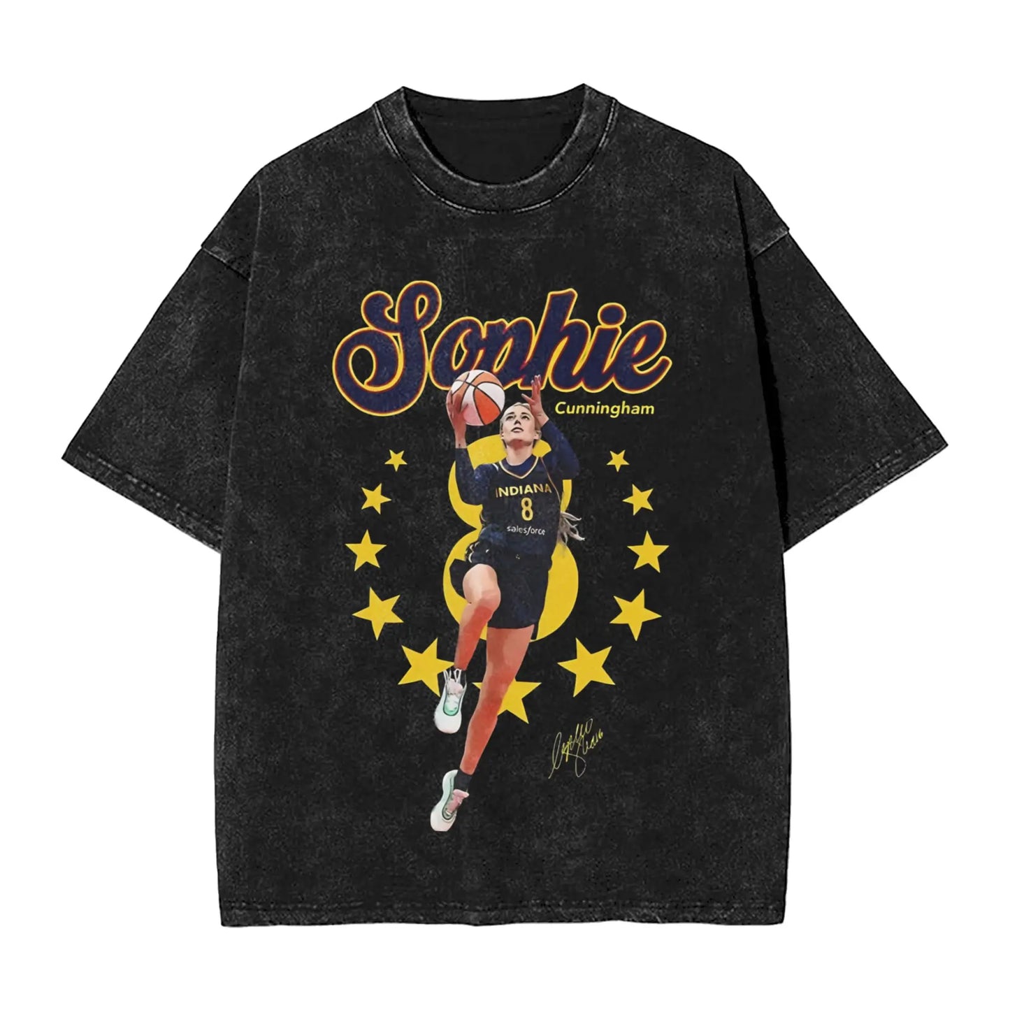 Washed T Shirt Sophie Cunningham T-Shirt High Street Basketball Point God Streetwear Short Sleeve Summer Tops Tees for Men Women