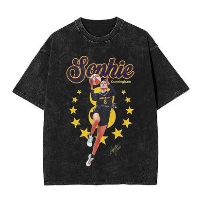 Washed T Shirt Sophie Cunningham T-Shirt High Street Basketball Point God Streetwear Short Sleeve Summer Tops Tees for Men Women