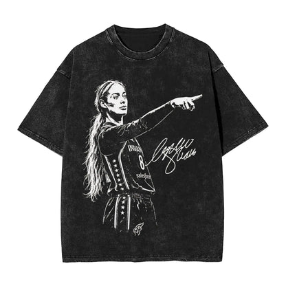 Washed T Shirt Sophie Cunningham T-Shirt High Street Basketball Point God Streetwear Short Sleeve Summer Tops Tees for Men Women