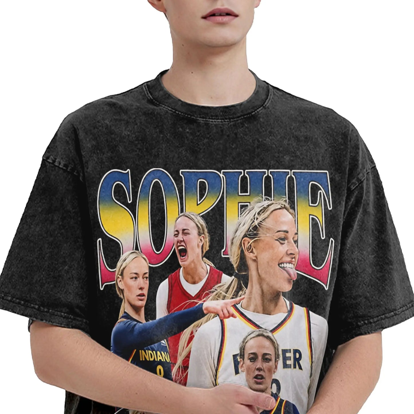 Washed T Shirt Sophie Cunningham T-Shirt High Street Basketball Point God Streetwear Short Sleeve Summer Tops Tees for Men Women